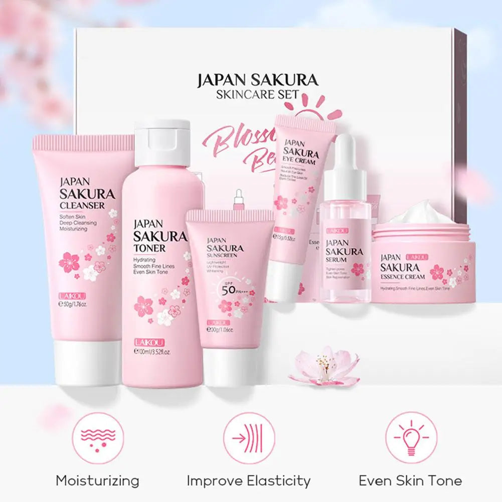 Set de Cuidado Facial de Sakura LAIKOU | Kit Premium de 6 Piezas