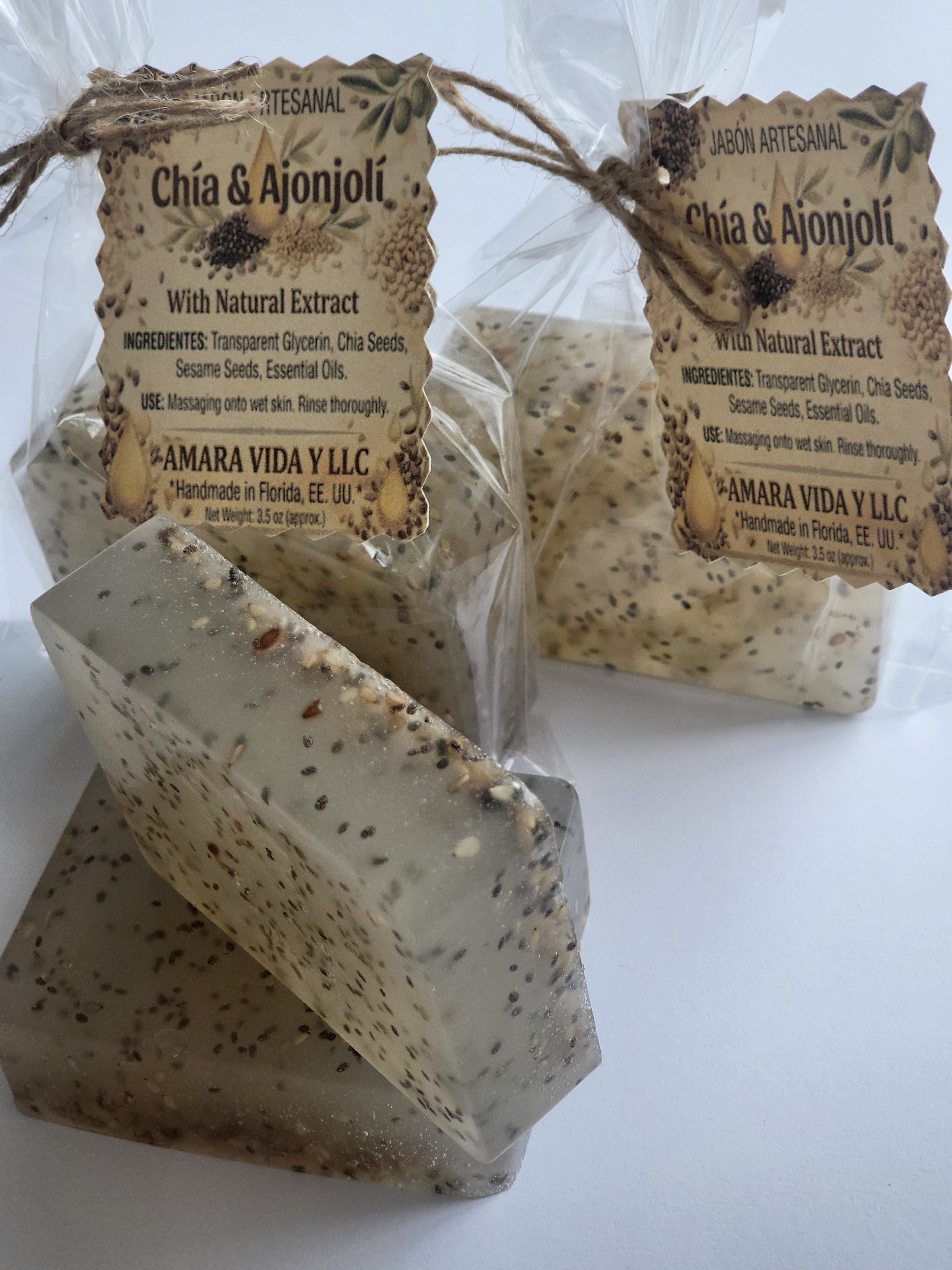 Jabon Artesanal de Chia Y Sesamo 100% Natural